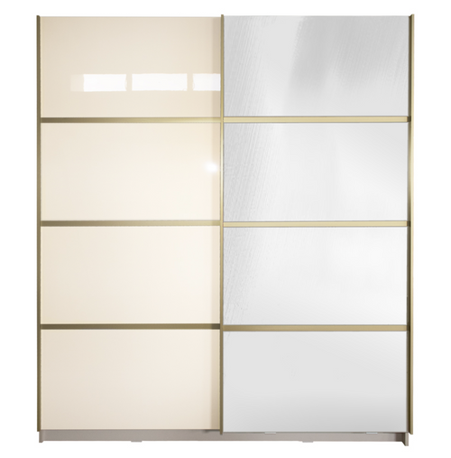 Gold Dulap 1800 Crem cu usi MDF Lucios si Oglinda