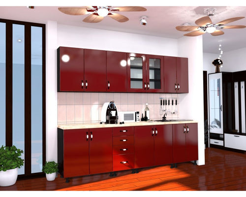 Bucatarie Zebra 2.6 metri MDF rosu simpu