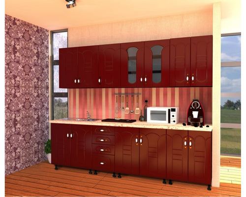 Bucatarie Zebra 2.6 metri MDF rosu tulip