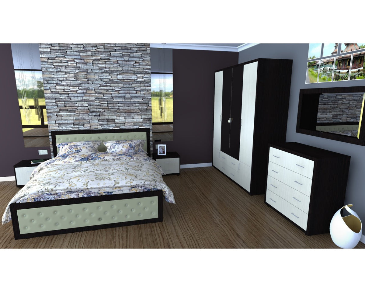 Dormitor Torino cu pat 160x200 cm wenge / ladin