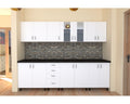 Bucatarie Alfa 2.6 metri PAL alb cu blat Wenge
