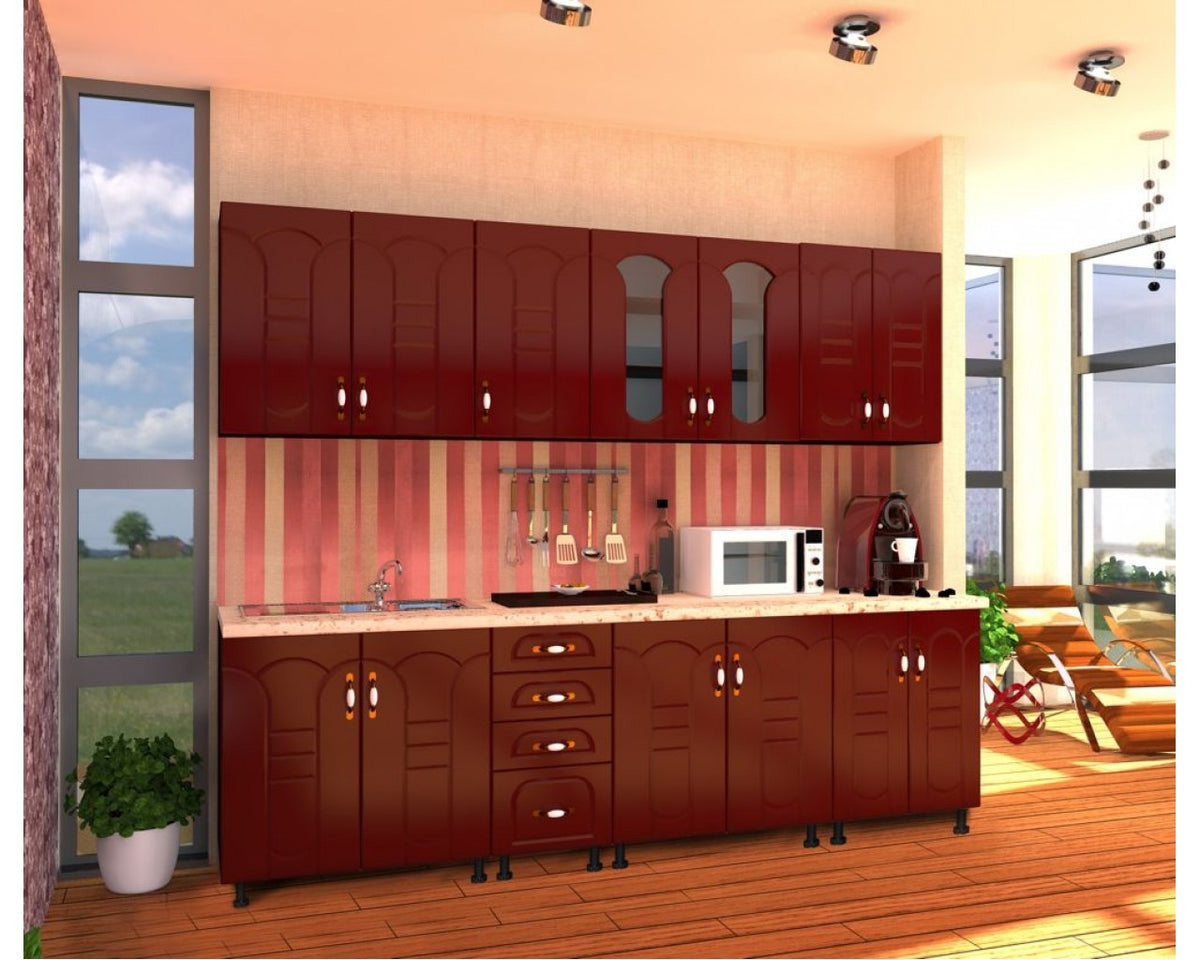 Bucatarie Zebra 2.6 metri MDF rosu tulip