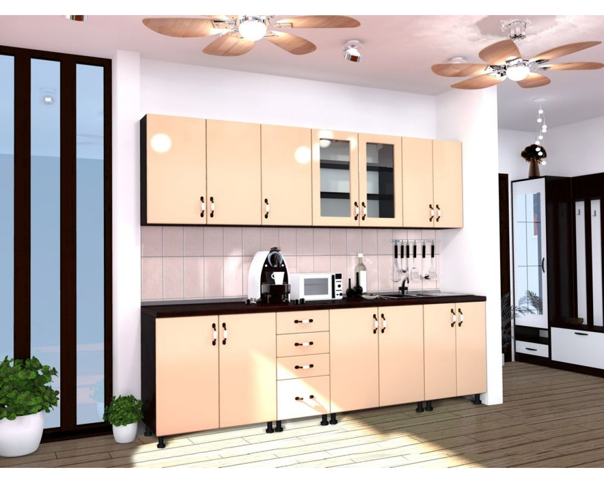 Bucatarie Zebra 2.6 metri MDF vanilie simplu