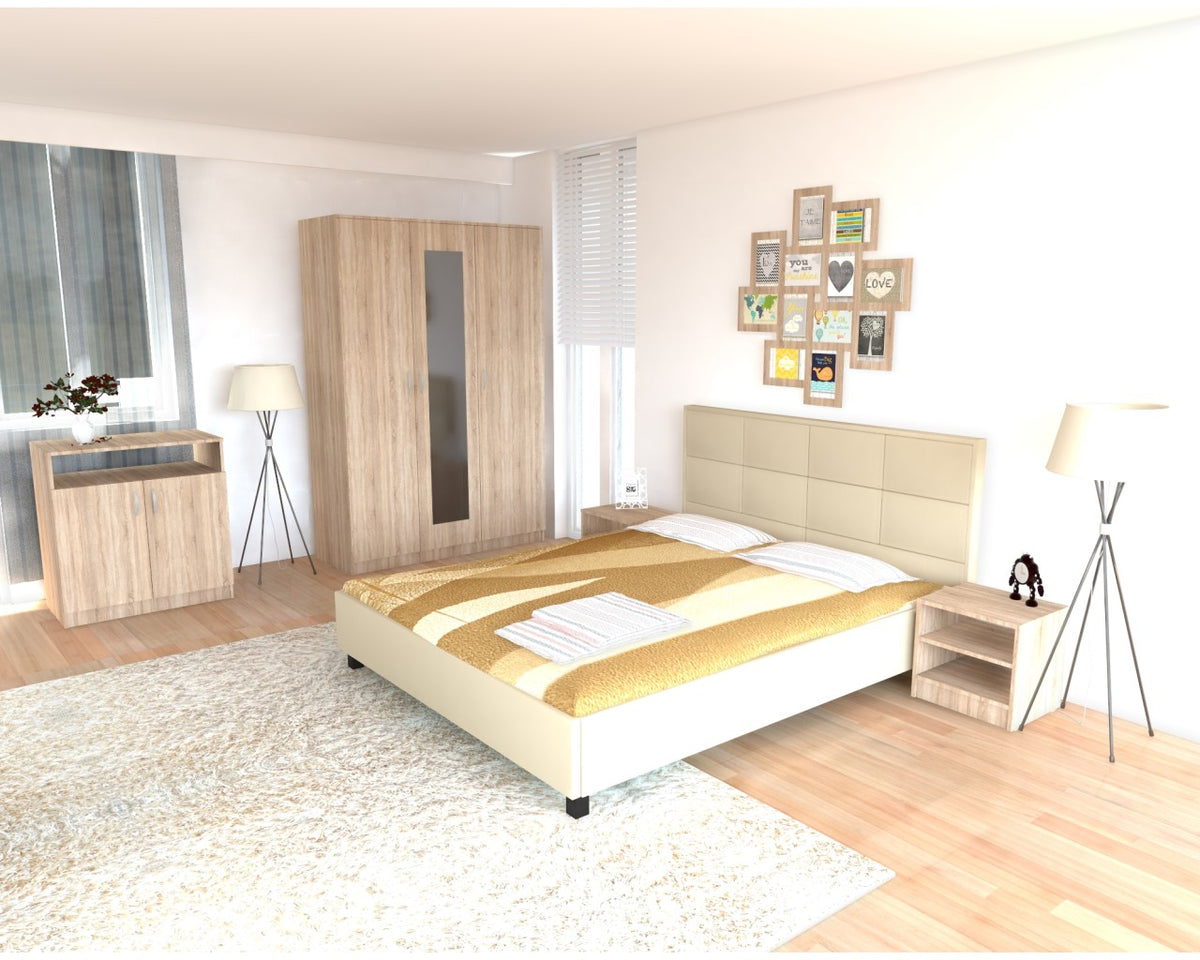 Dormitor Soft Wenge cu pat tapitat Wenge pentru saltea 120x200 cm