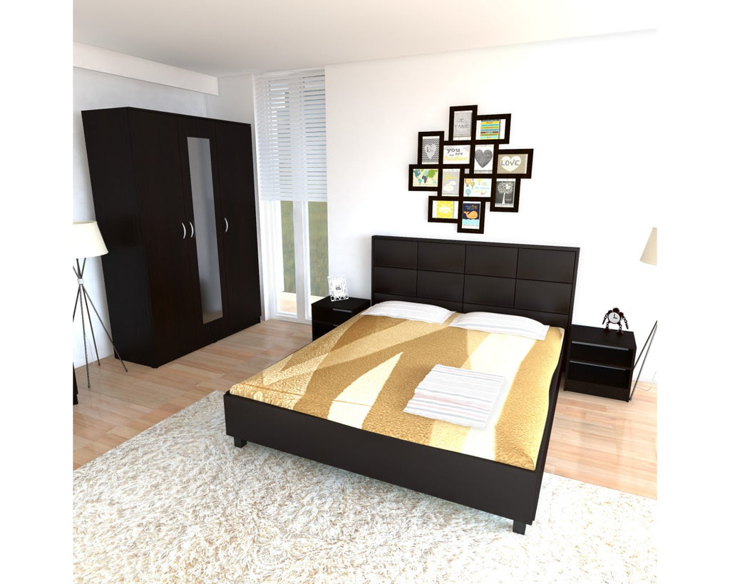 Dormitor Soft Wenge cu pat tapitat Wenge pentru saltea 120x200 cm