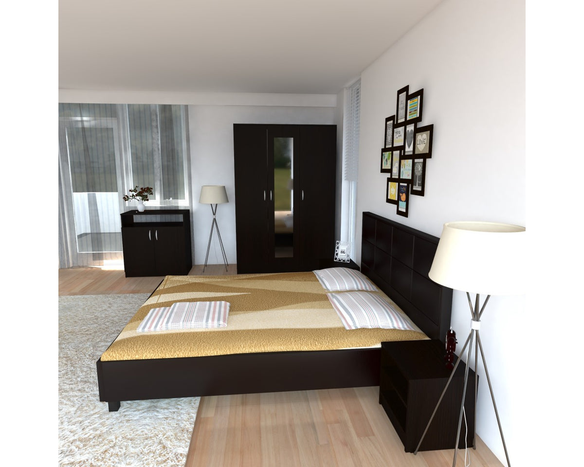 Dormitor Soft Wenge cu pat tapitat Wenge pentru saltea 120x200 cm