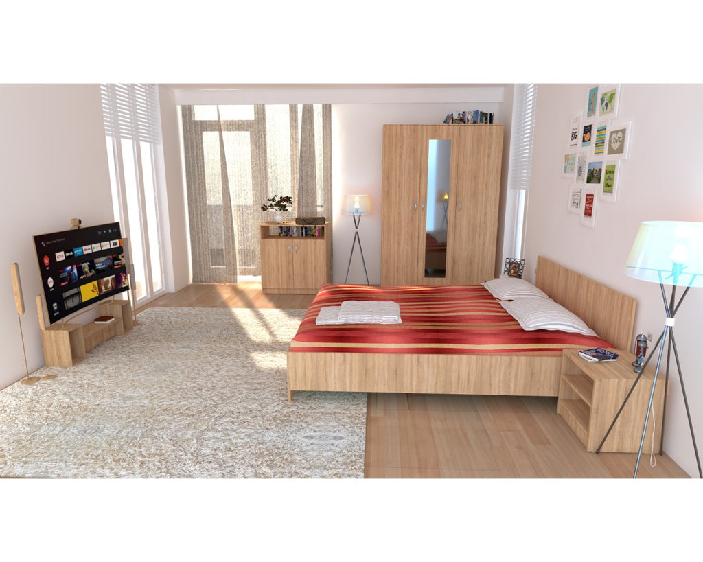 Dormitor Soft Sonoma cu pat 120x200 cm