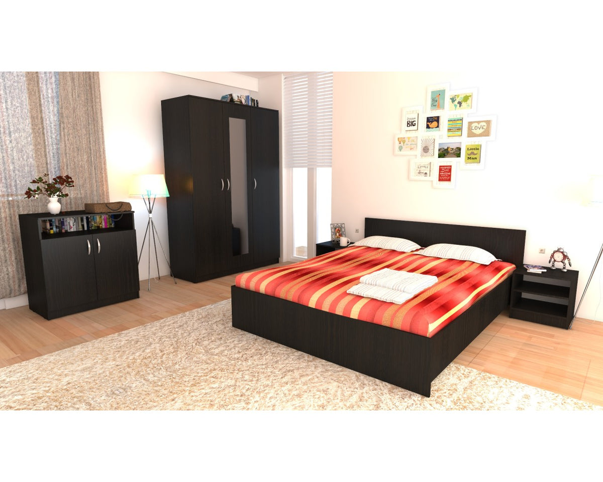 Dormitor Soft Wenge cu pat tapitat Wenge pentru saltea 140x200 cm