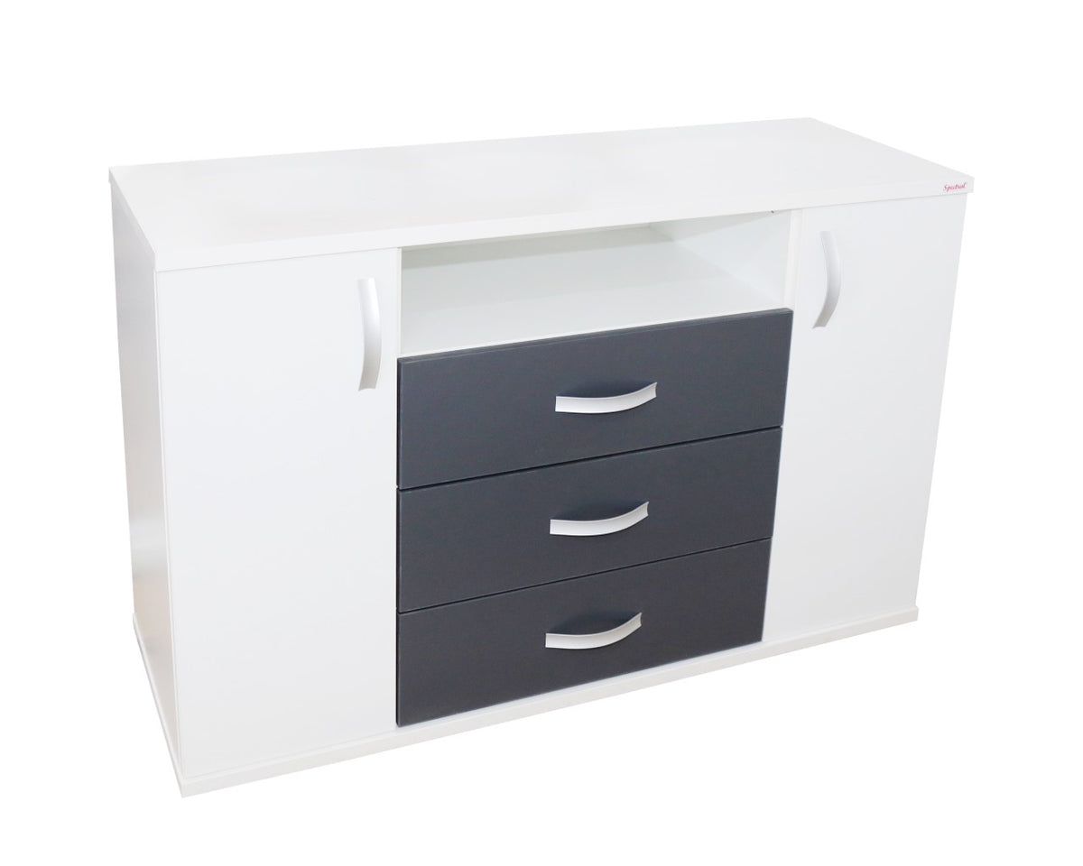 Dormitor Laguna cu pat 140x200 cu lada Alb cu Gri
