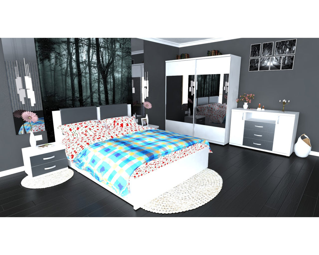Dormitor Torino cu pat 140x200 cm wenge / ladin