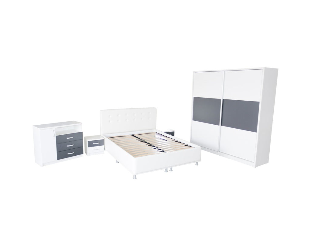 Dormitor Milano cu Pat Tapitat Wenge 160x200 cm