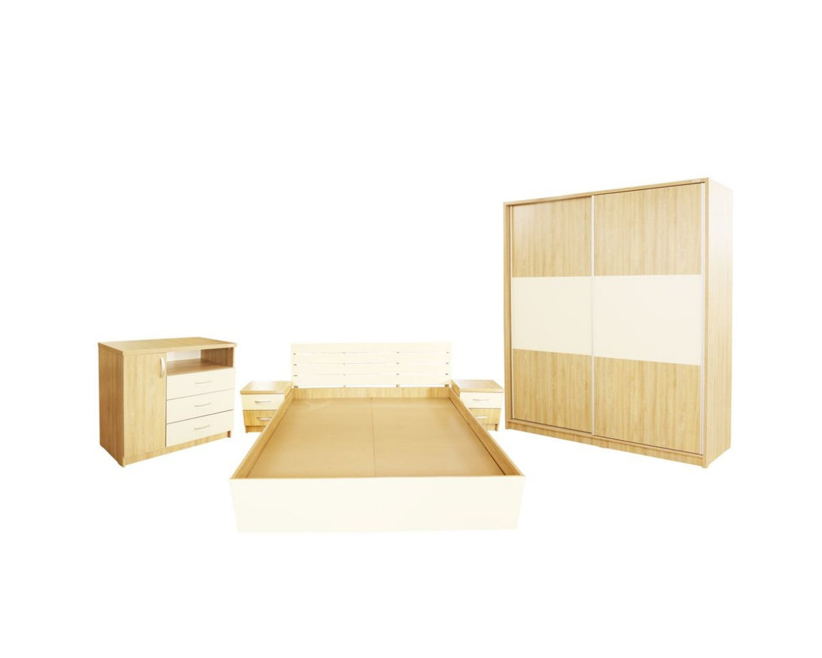 Dormitor Milano cu Pat Tapitat Wenge 140x200 cm