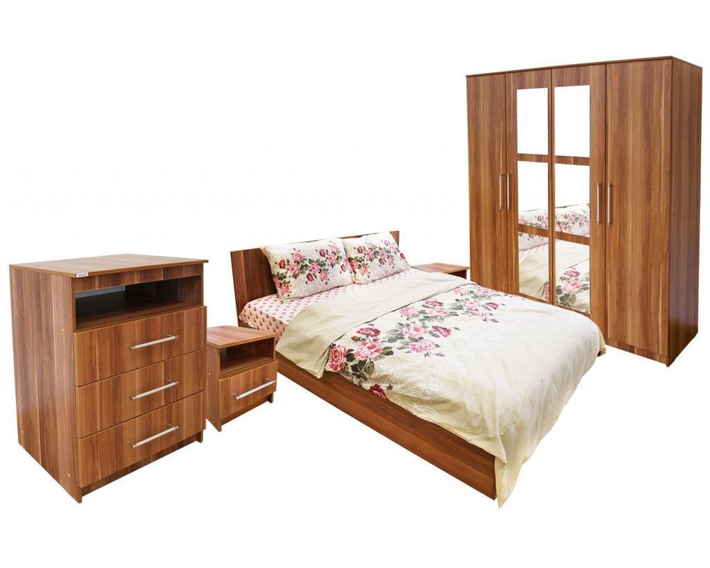 Dormitor Verona Alb/Gri cu pat 140x200 cm