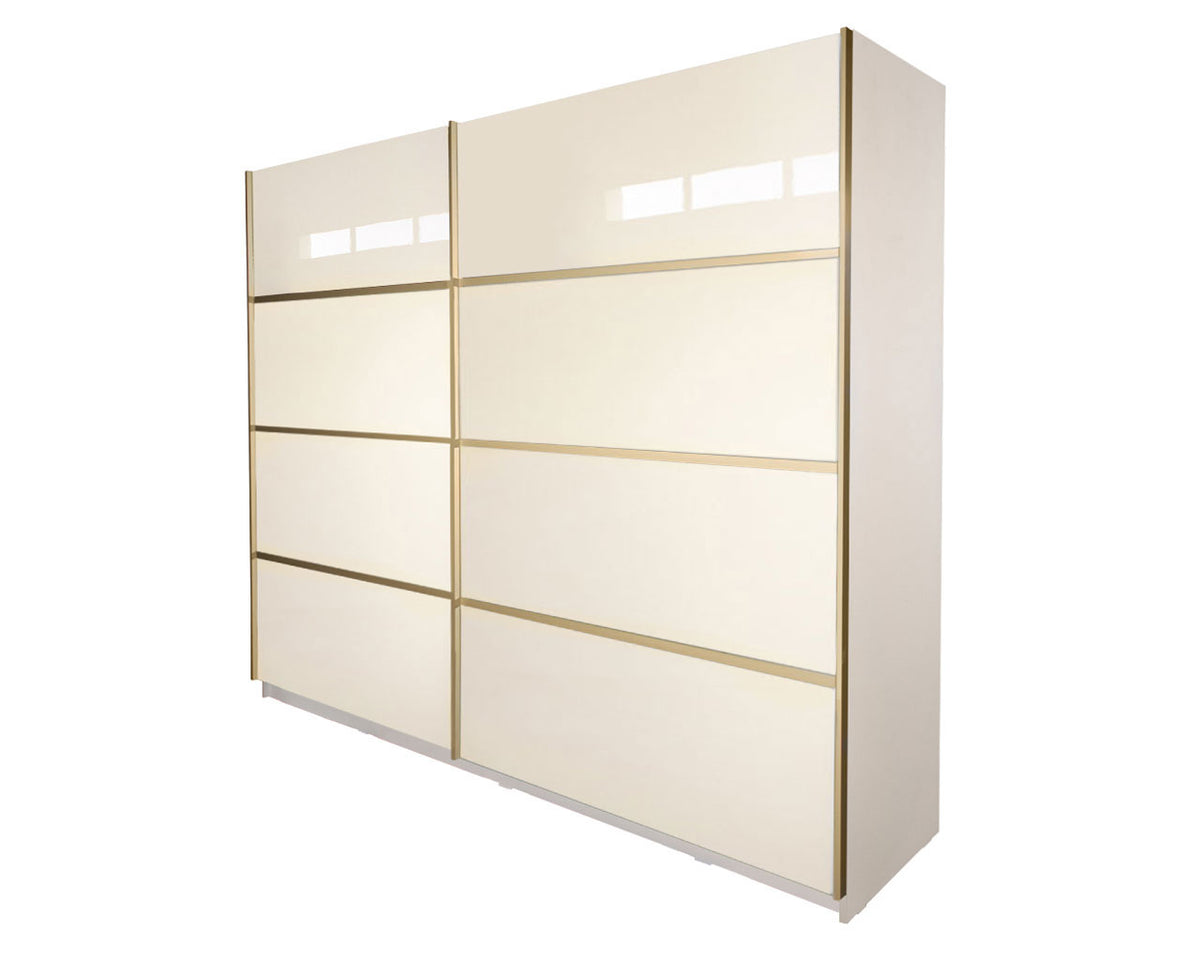 Gold Dulap 2500 Crem cu usi MDF Lucios + 1 Comoda