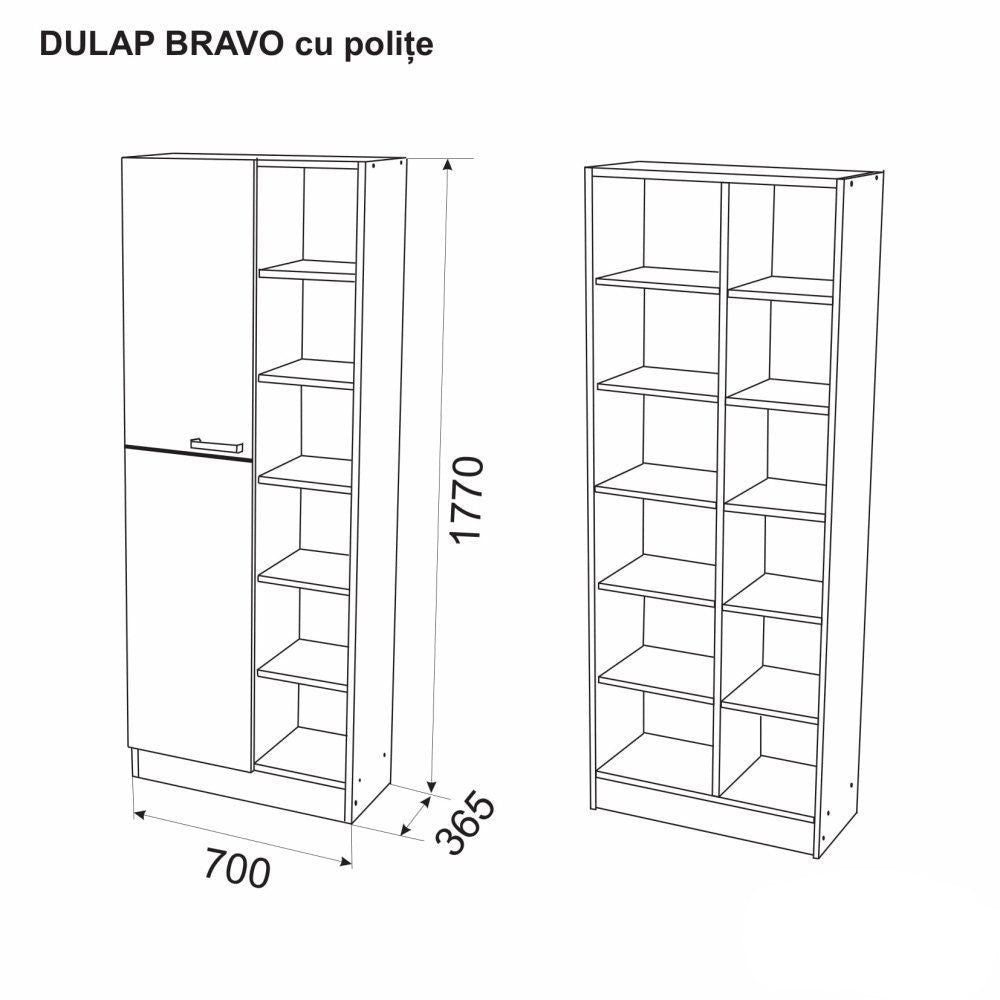 Dulap BRAVO cu polite CREMONA, 177x70 cm