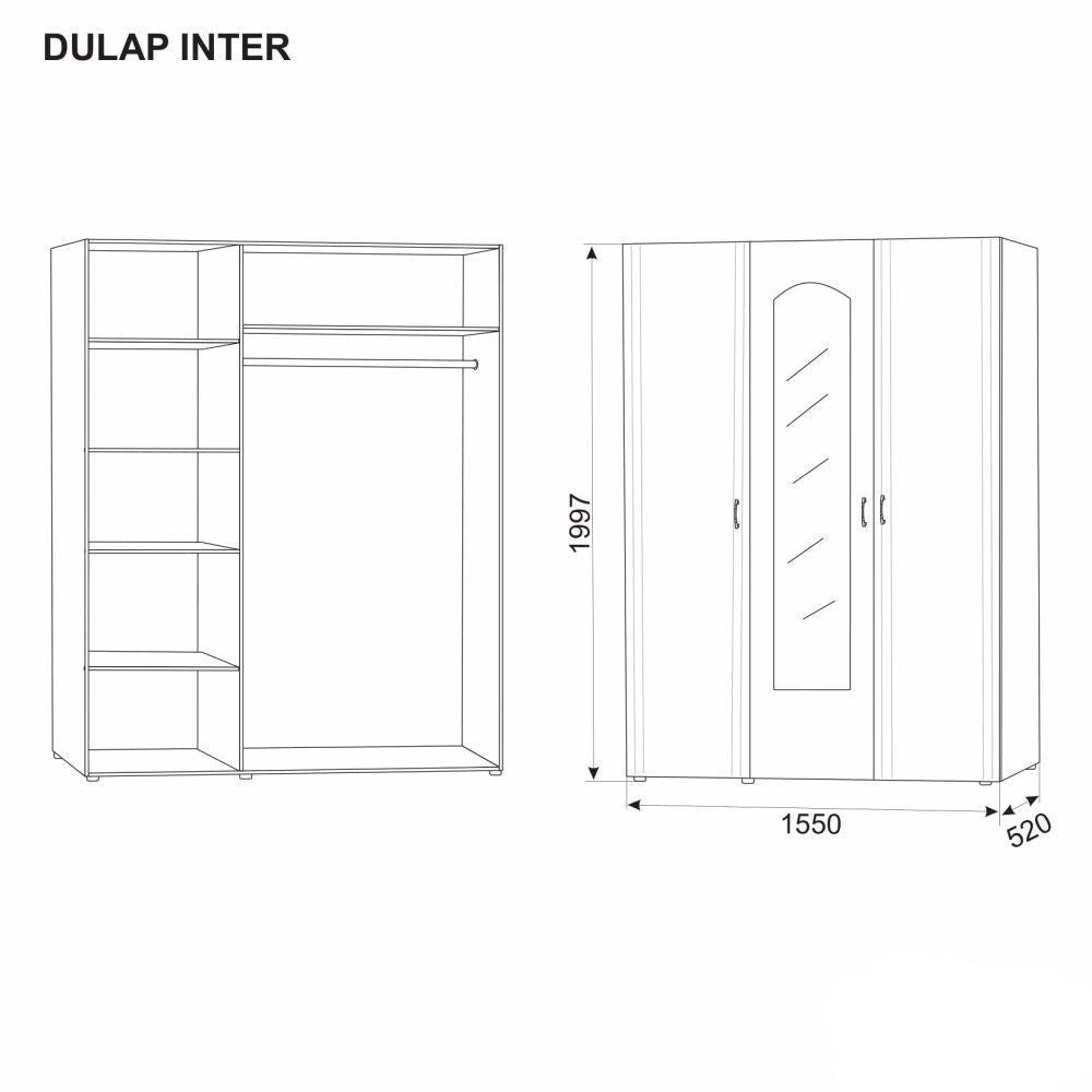 Dulap INTER BARDOLINO, latime 155 cm