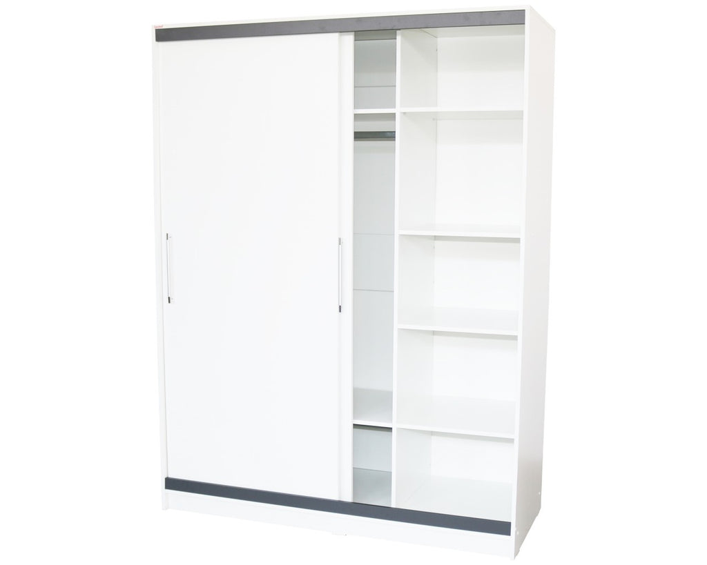 Dormitor Verona Alb/Gri cu pat 140x200 cm