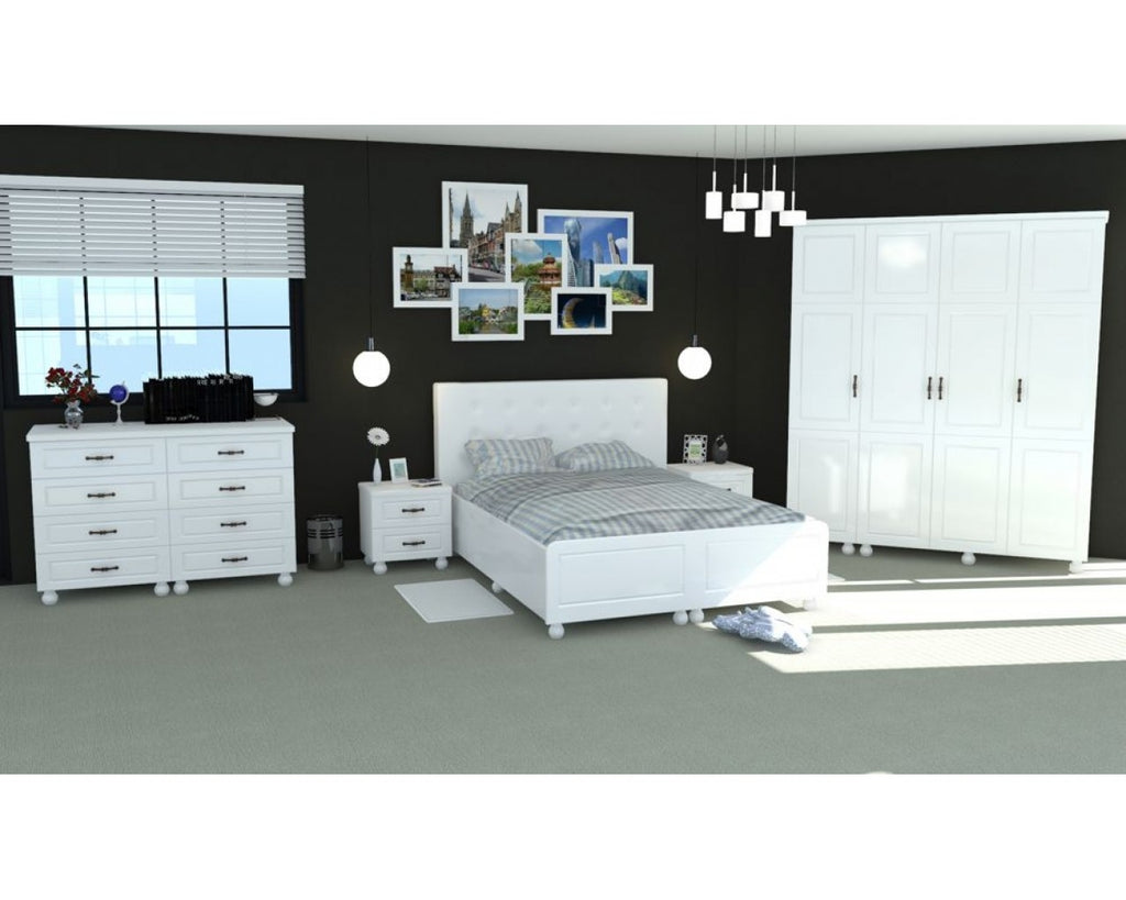 Dormitor Dynasty Alb cu pat 140x200 cm