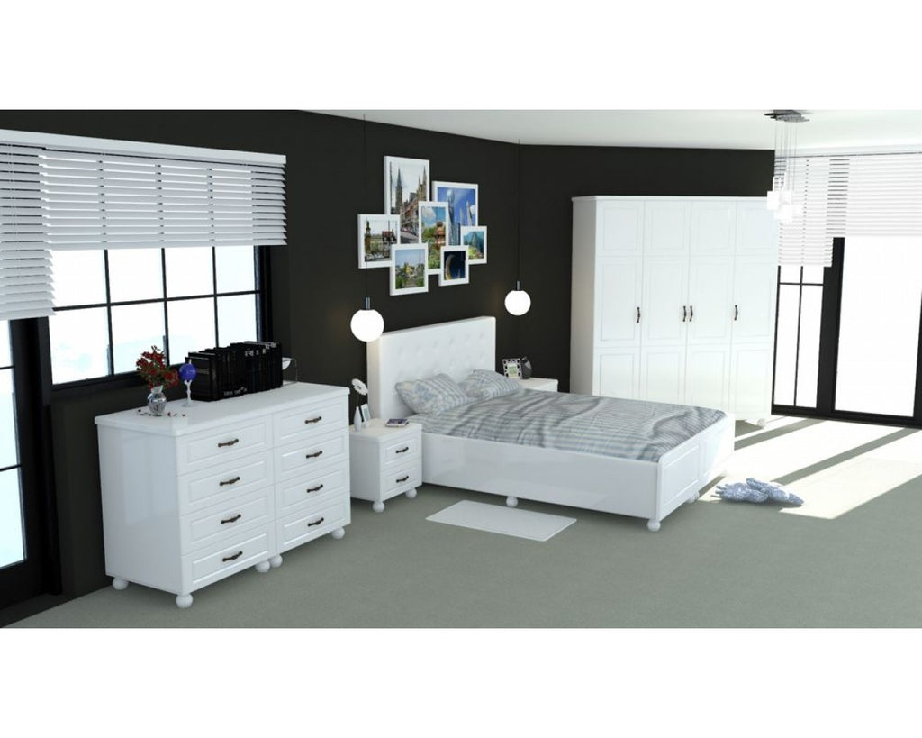 Dormitor Dynasty Alb cu pat 180x200 cm