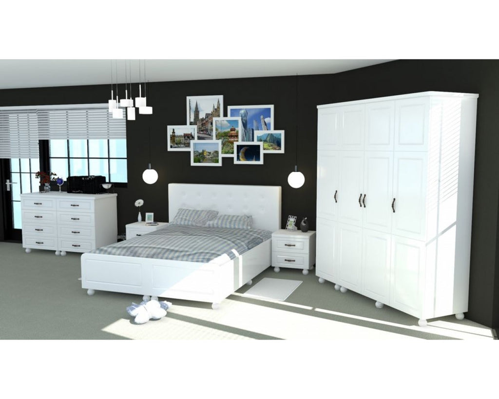 Dormitor Dynasty Alb cu pat 180x200 cm