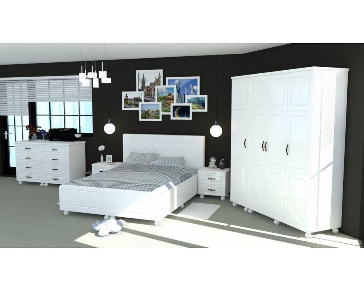 Dormitor Dynasty Alb cu pat 140x200 cm