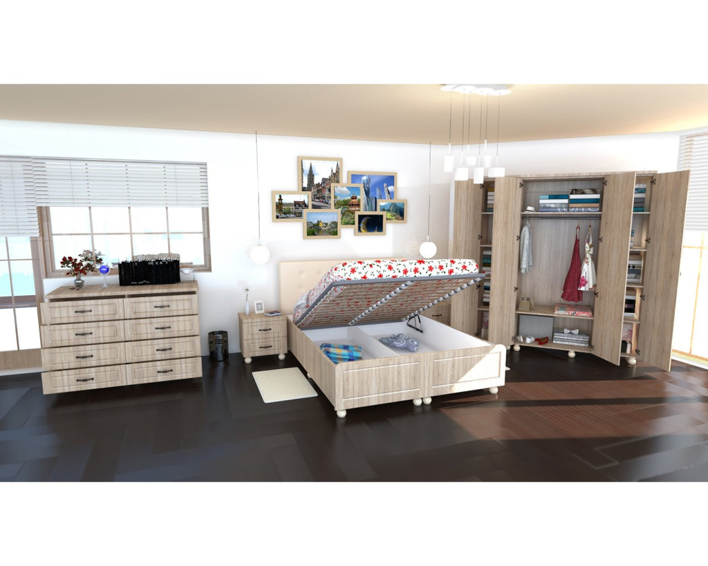 Dormitor Dynasty Sonoma cu pat 140x200 cm