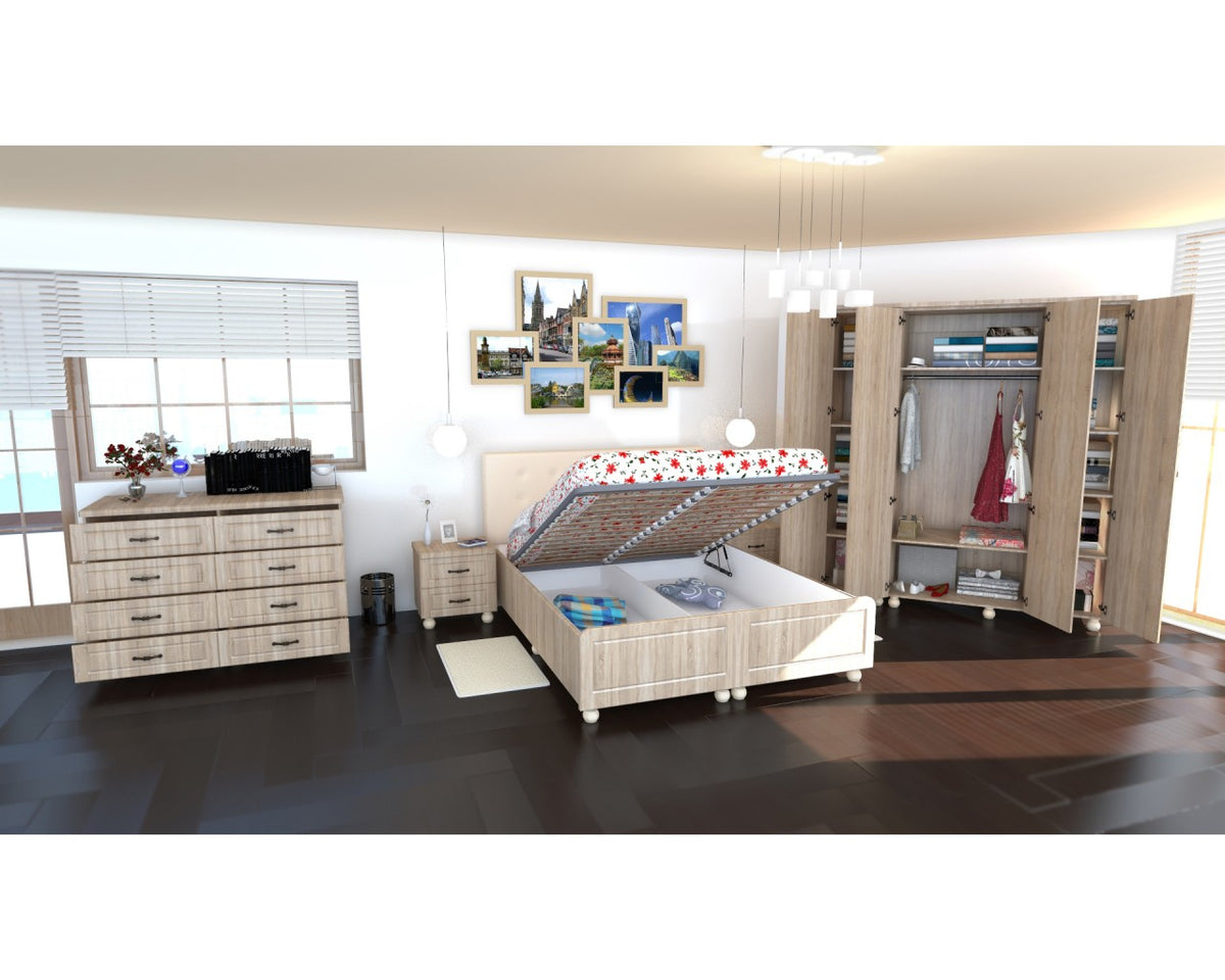 Dormitor Dynasty Sonoma cu pat 140x200 cm