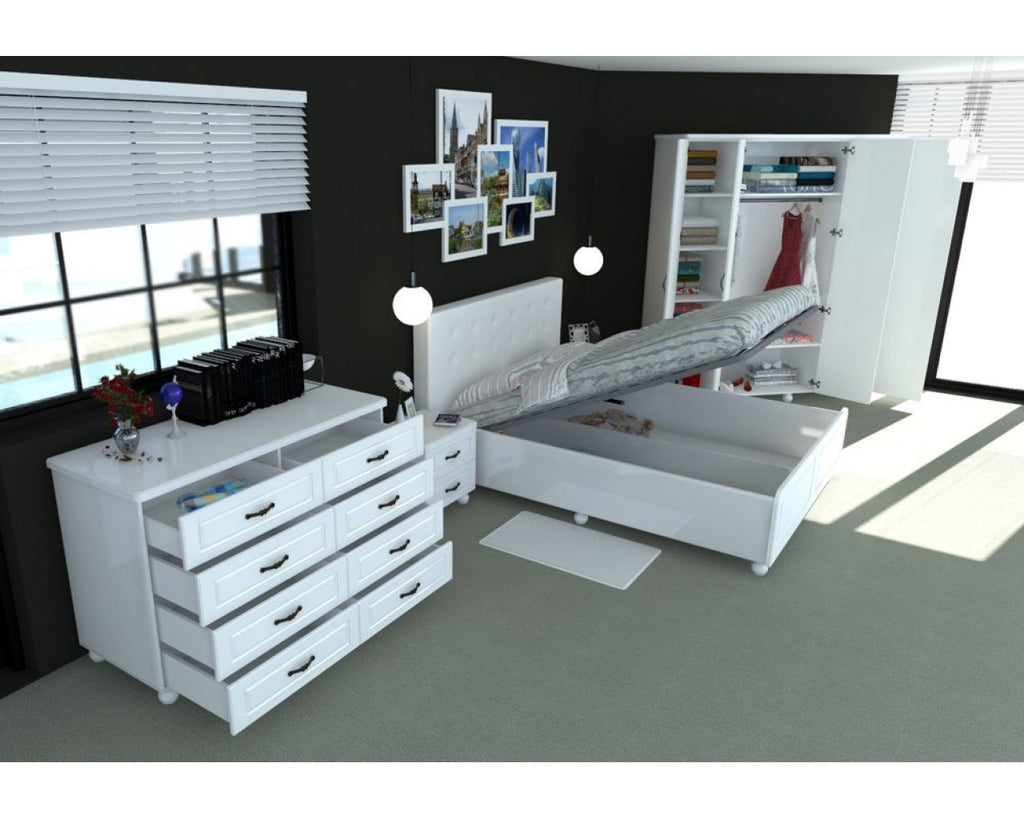 Dormitor Dynasty Alb cu pat 180x200 cm