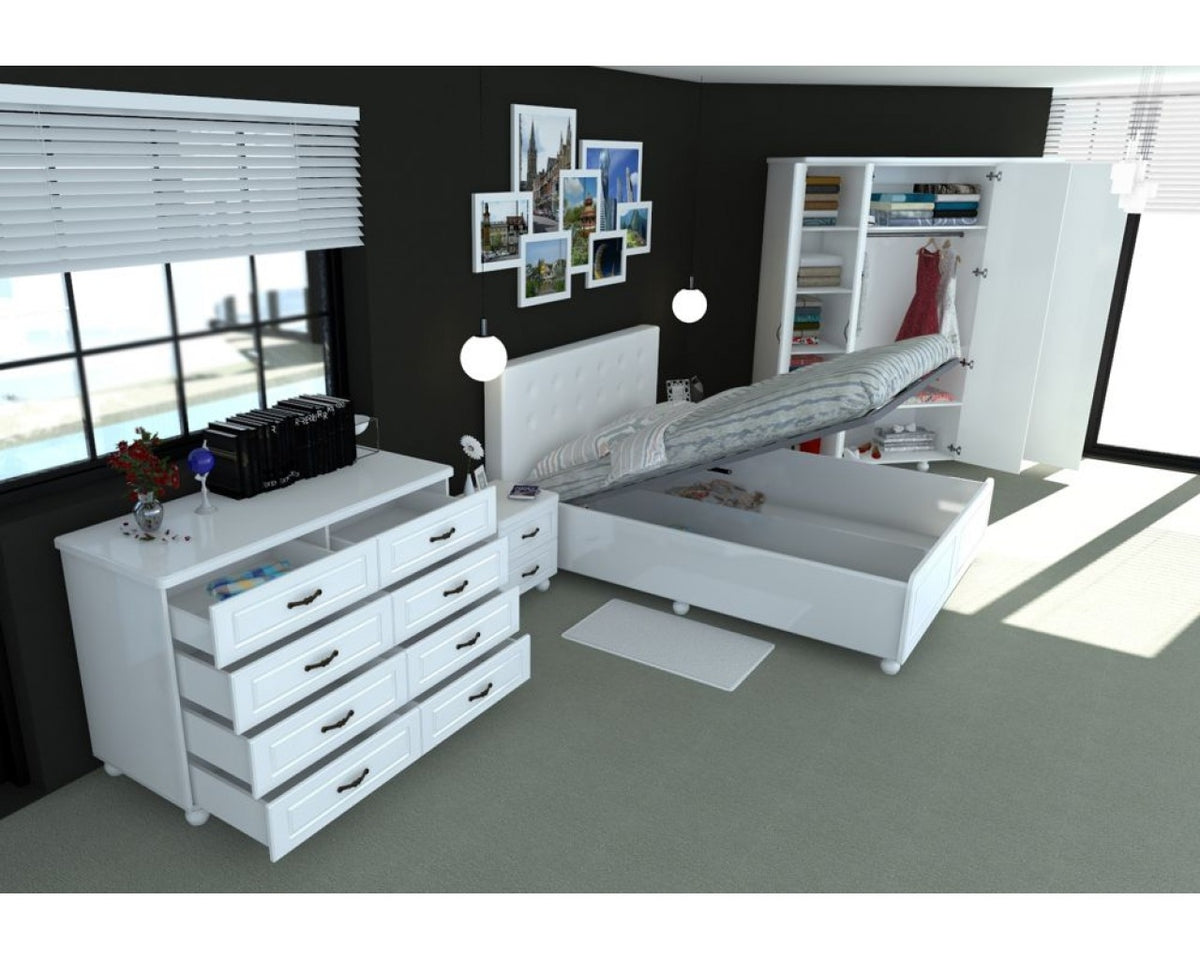 Dormitor Dynasty Alb cu pat 160x200 cm
