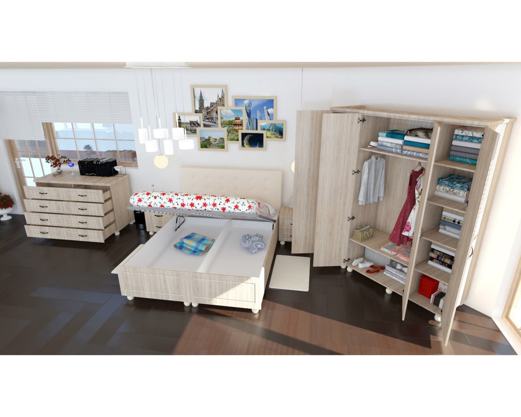 Dormitor Dynasty Sonoma cu pat 160x200 cm