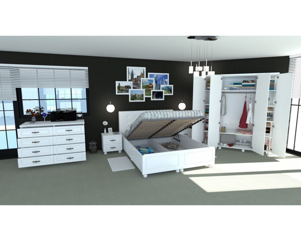 Dormitor Dynasty Alb cu pat 180x200 cm