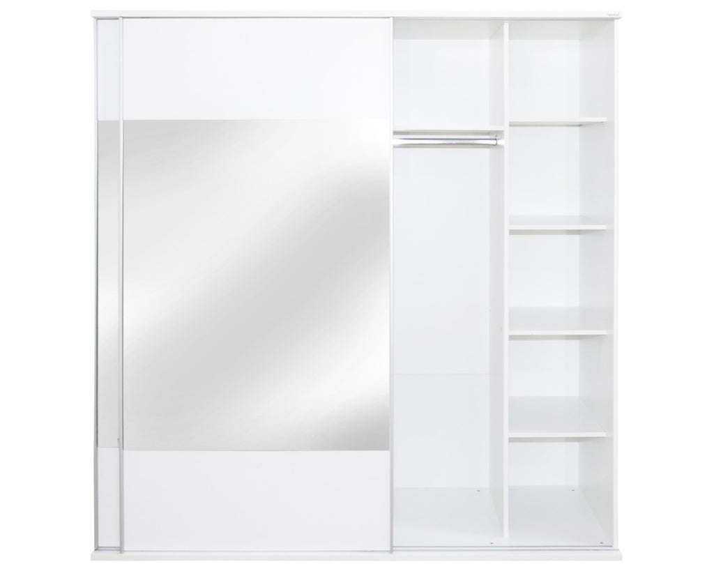 Dormitor Laguna cu pat 140x200 cu lada Alb cu Gri