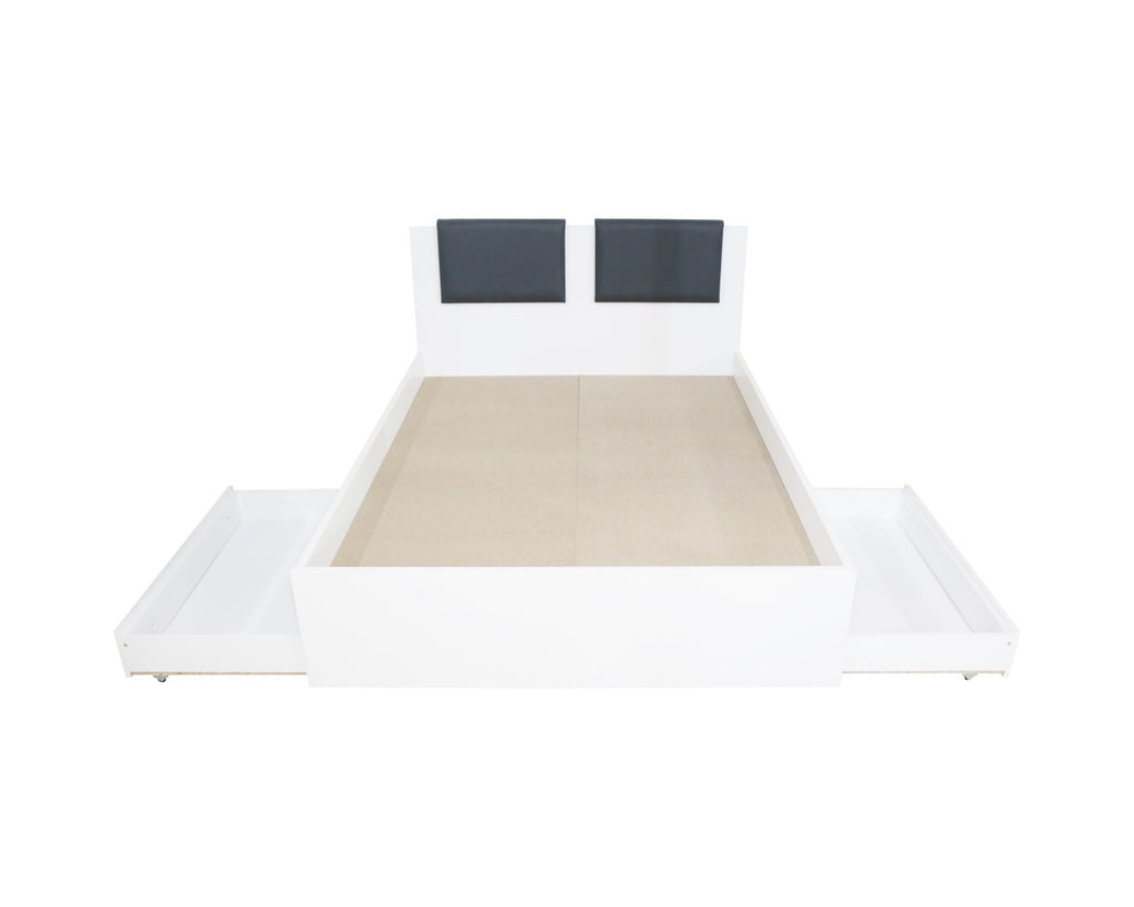 Dormitor Laguna cu pat 140x200 cu 2 sertare Alb cu Gri