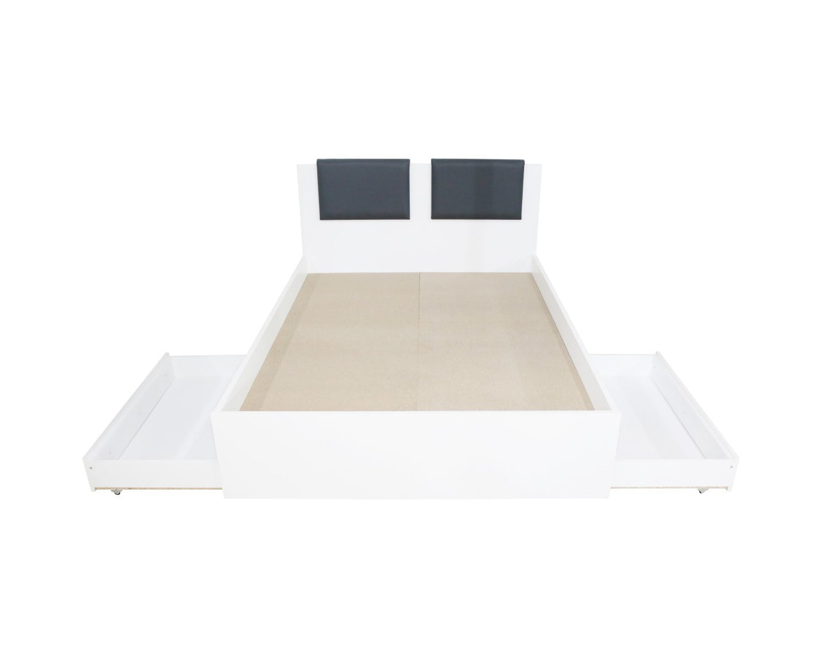 Dormitor Laguna cu pat 140x200 cu 2 sertare Alb cu Gri