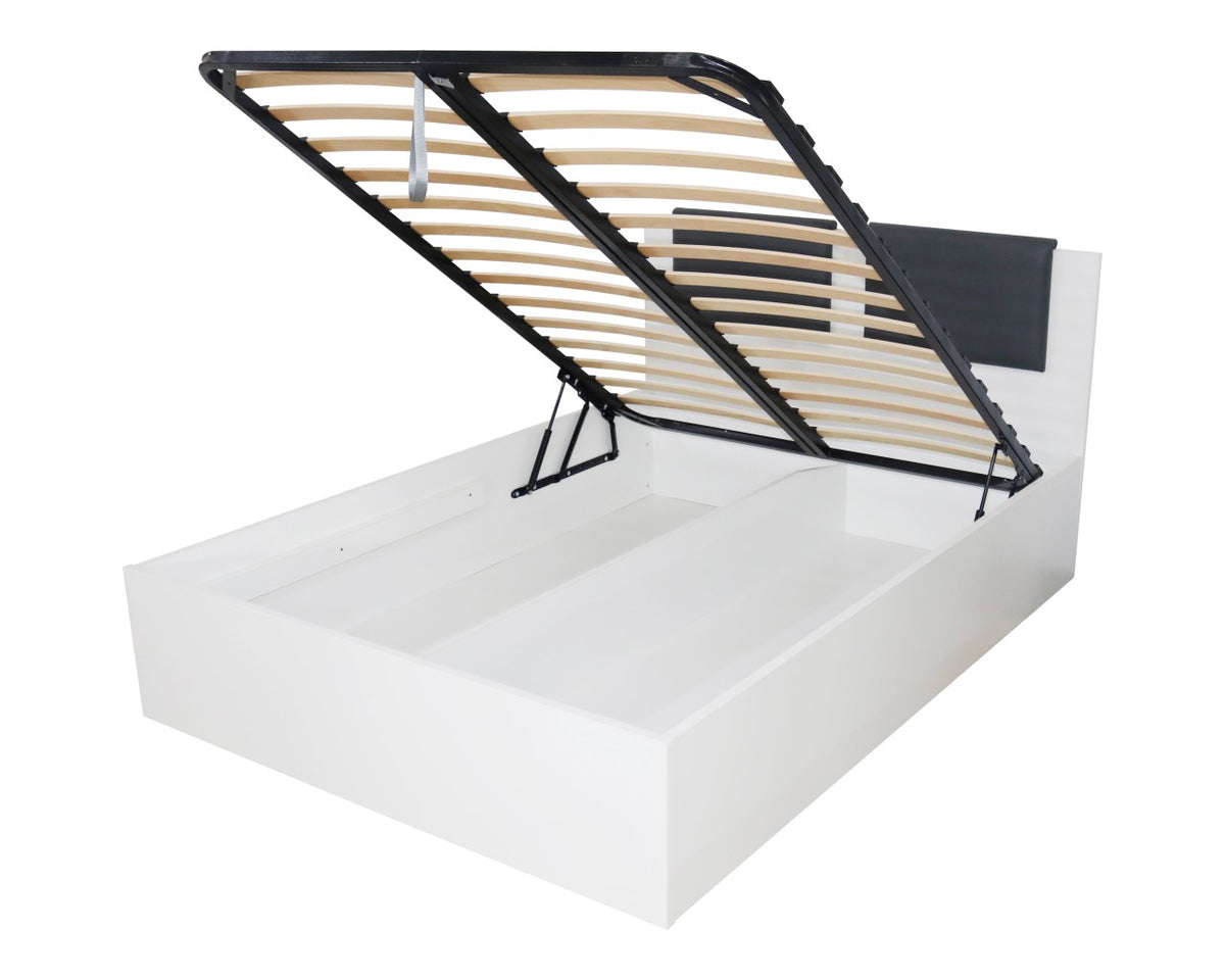 Dormitor Laguna cu pat 140x200 cu lada Alb cu Gri