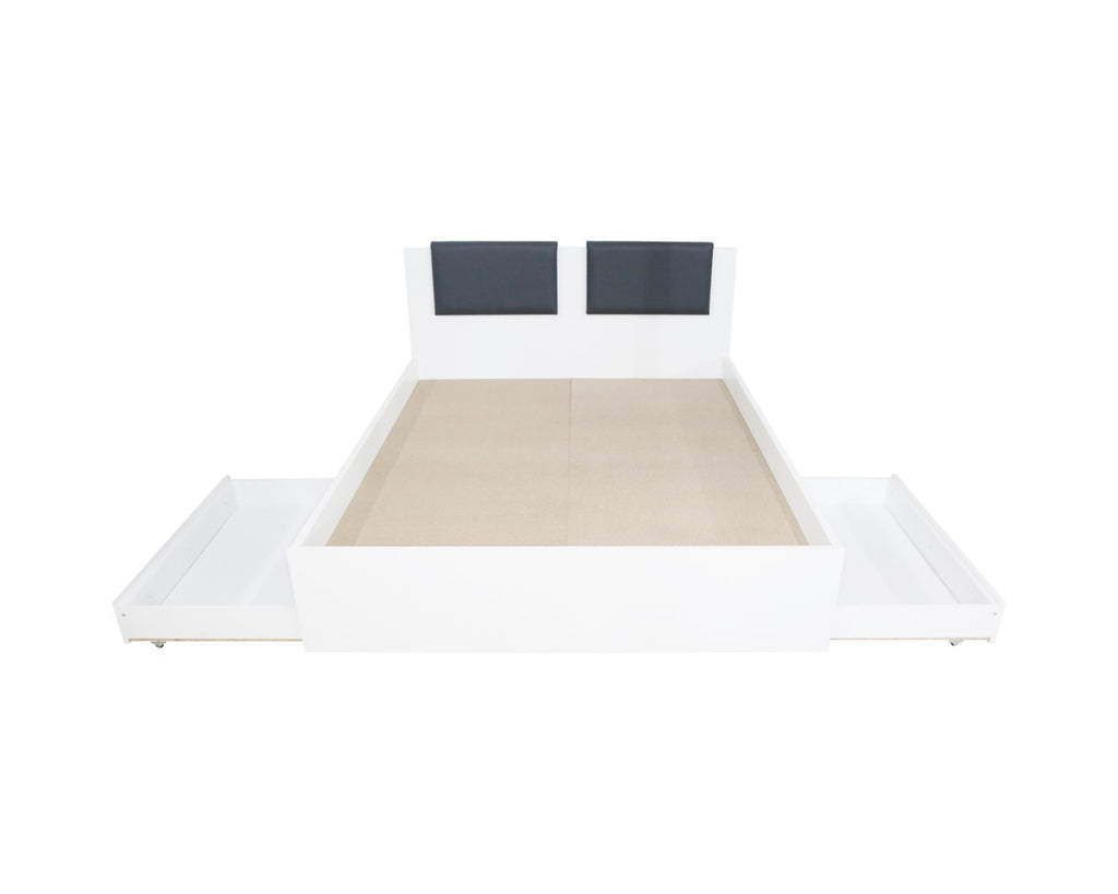 Dormitor Laguna cu pat 160x200 cu 2 sertare Alb cu Gri