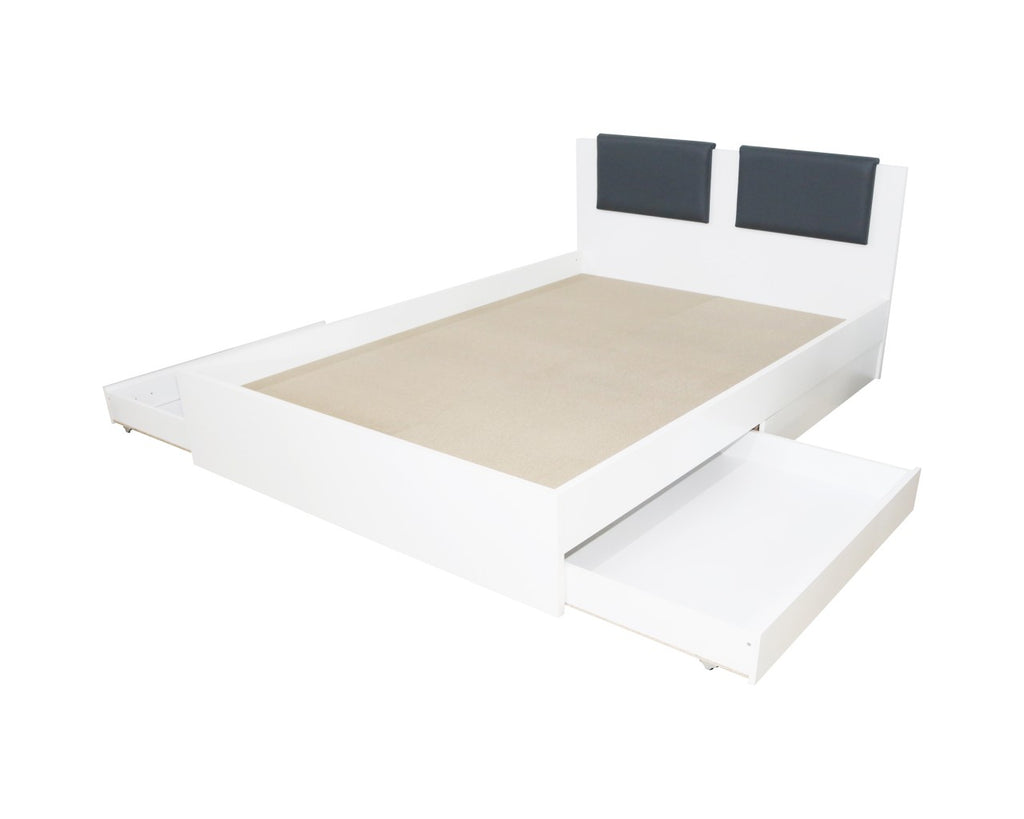 Dormitor Laguna cu pat 160x200 cu 2 sertare Alb cu Gri