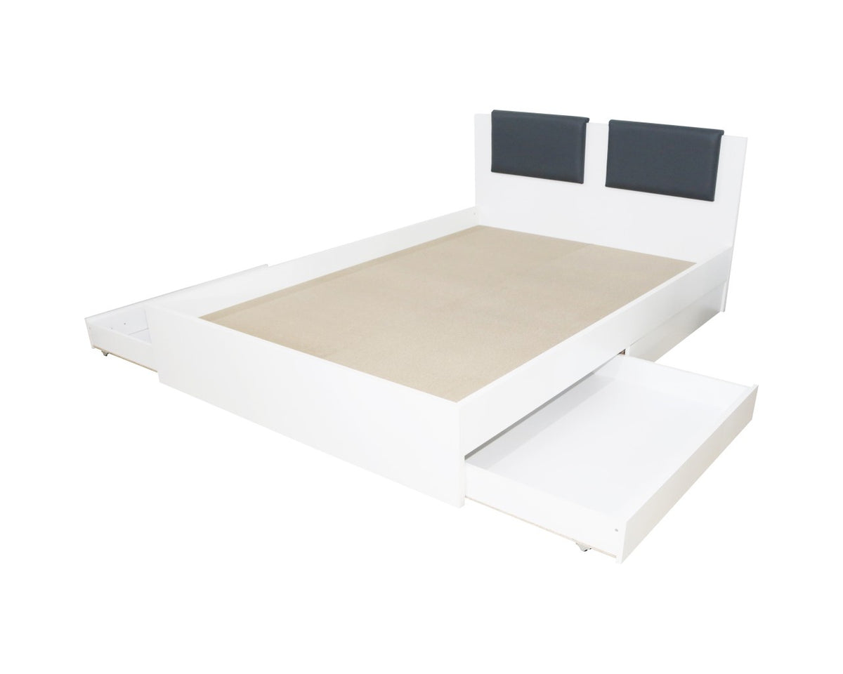 Dormitor Laguna cu pat 160x200 cu 2 sertare Alb cu Gri