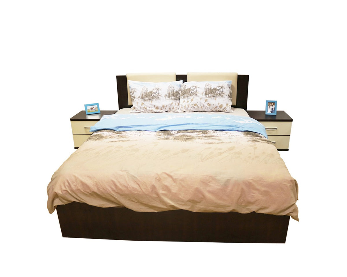 Dormitor Laguna cu pat 160x200 cu lada Wenge cu Vanilie