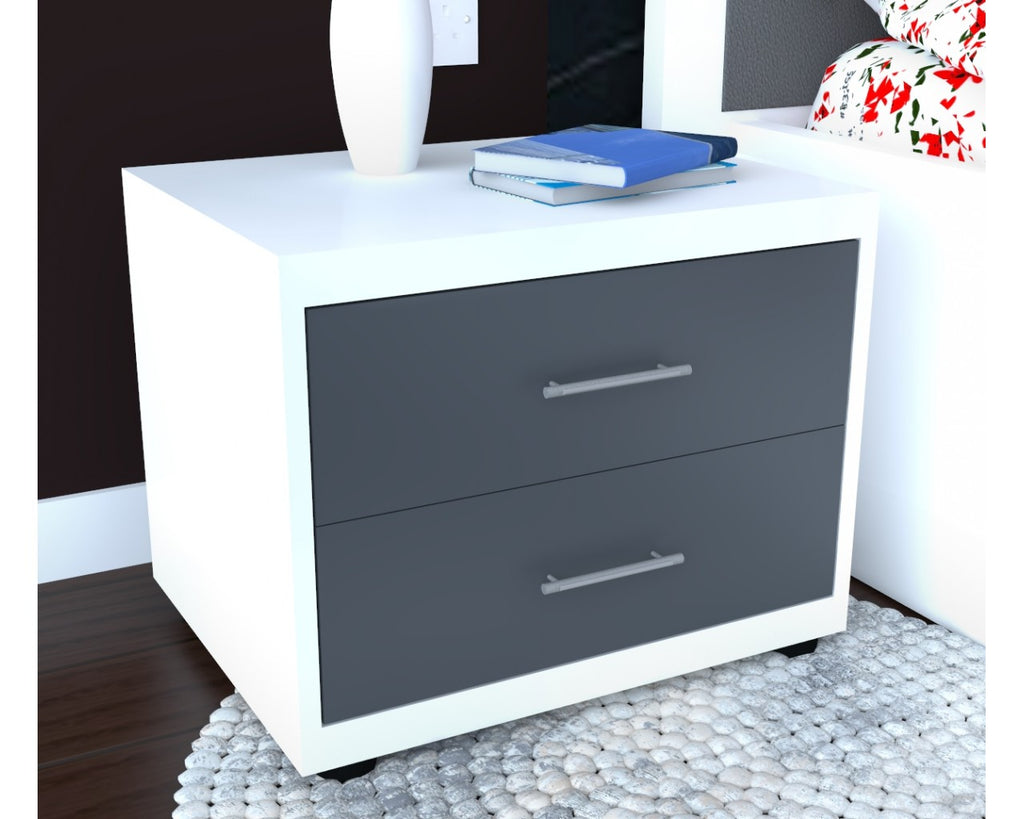 Dormitor Torino cu pat 160x200 cm Alb / Gri