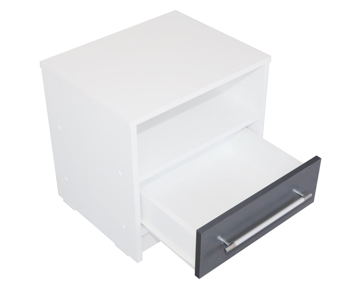Dormitor Verona Alb/Gri cu pat 140x200 cm