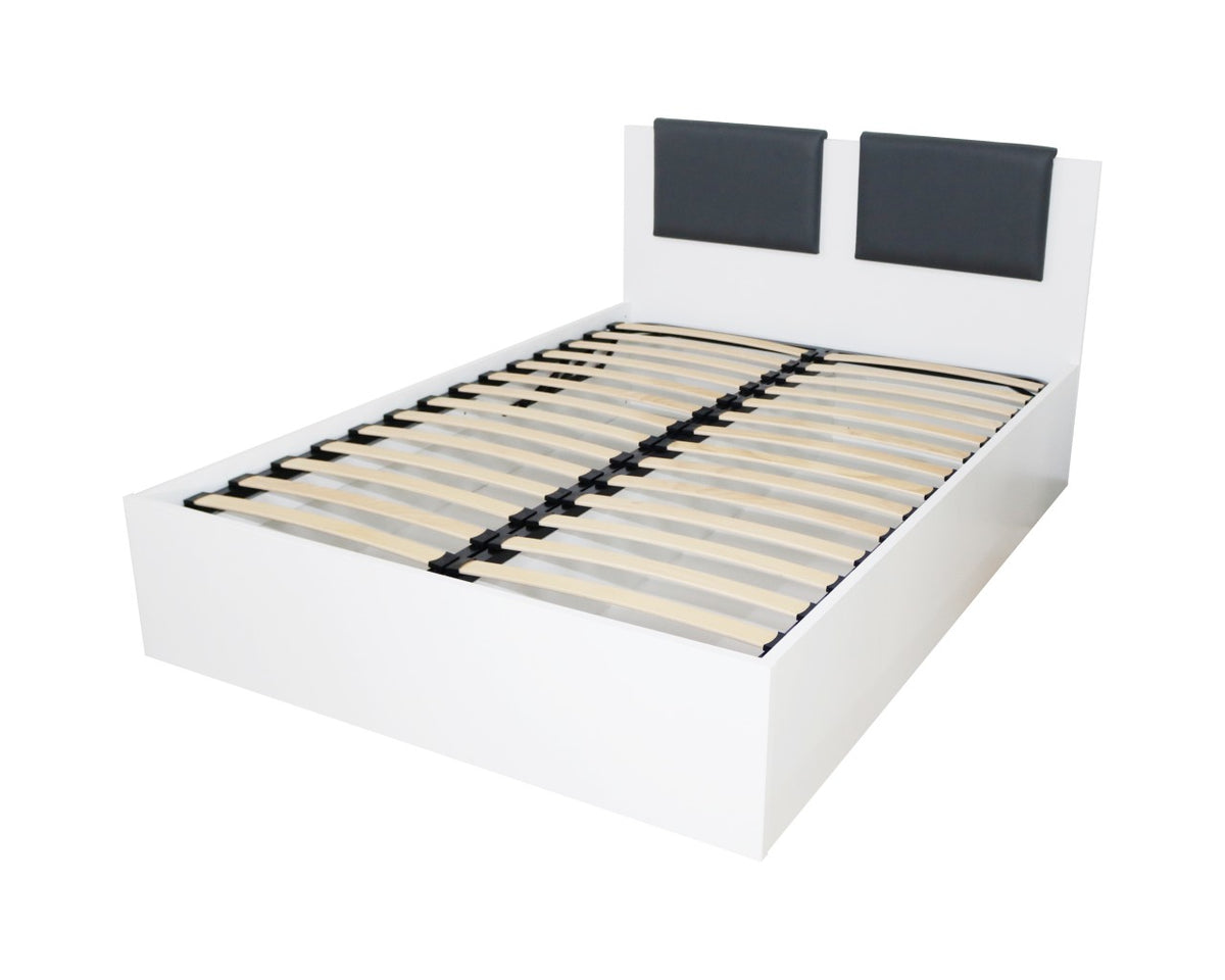 Dormitor Laguna cu pat 140x200 cu lada Alb cu Gri