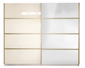 Gold Dulap 2500 Crem cu usi MDF Lucios si Oglinda