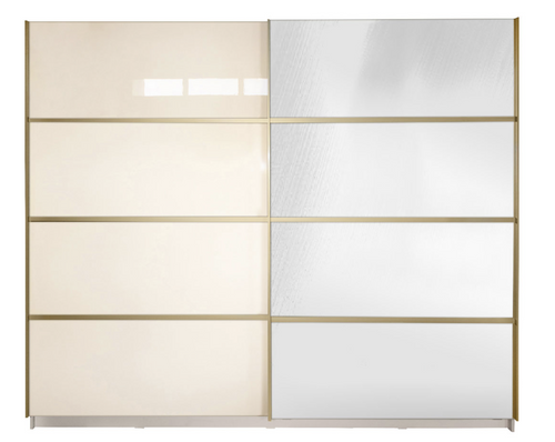 Gold Dulap 2500 Crem cu usi MDF Lucios si Oglinda