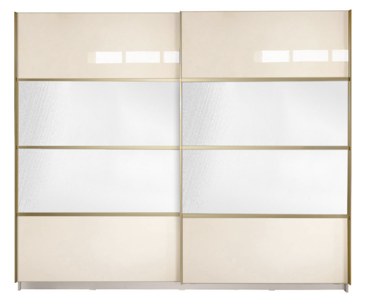 Gold Dulap 2500 Crem cu usi MDF Lucios si Oglinda