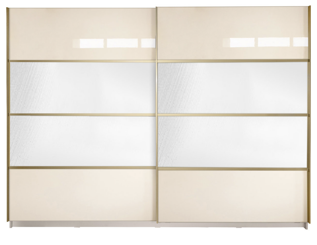 Gold Dulap 2800 Crem cu usi MDF Lucios si Oglinda