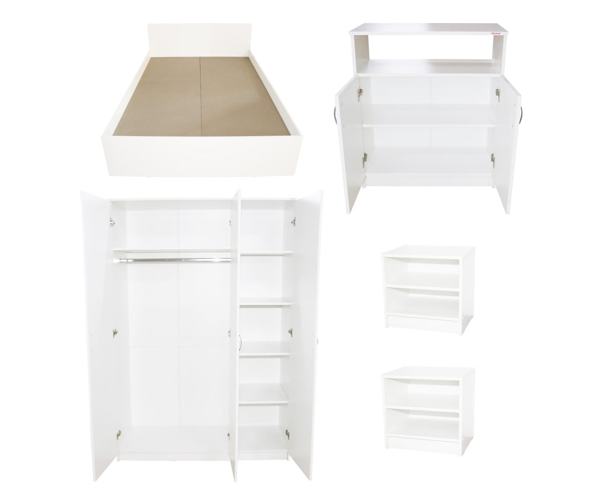 Dormitor Soft Alb cu pat 120x200 cm