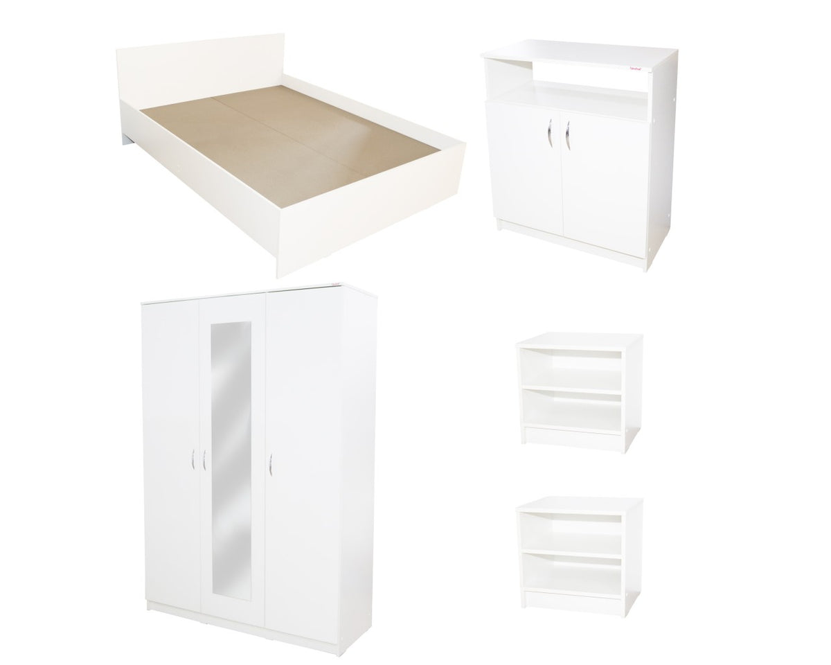 Dormitor Soft Alb cu pat 140x200 cm