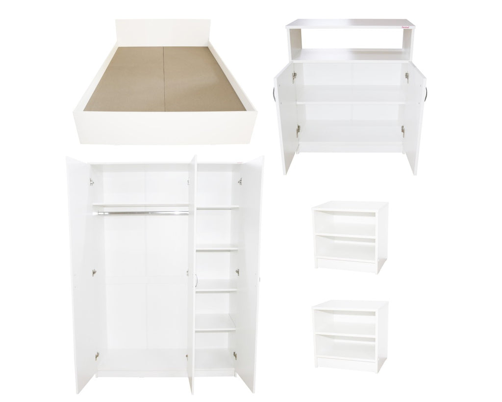 Dormitor Soft Alb cu pat 140x200 cm