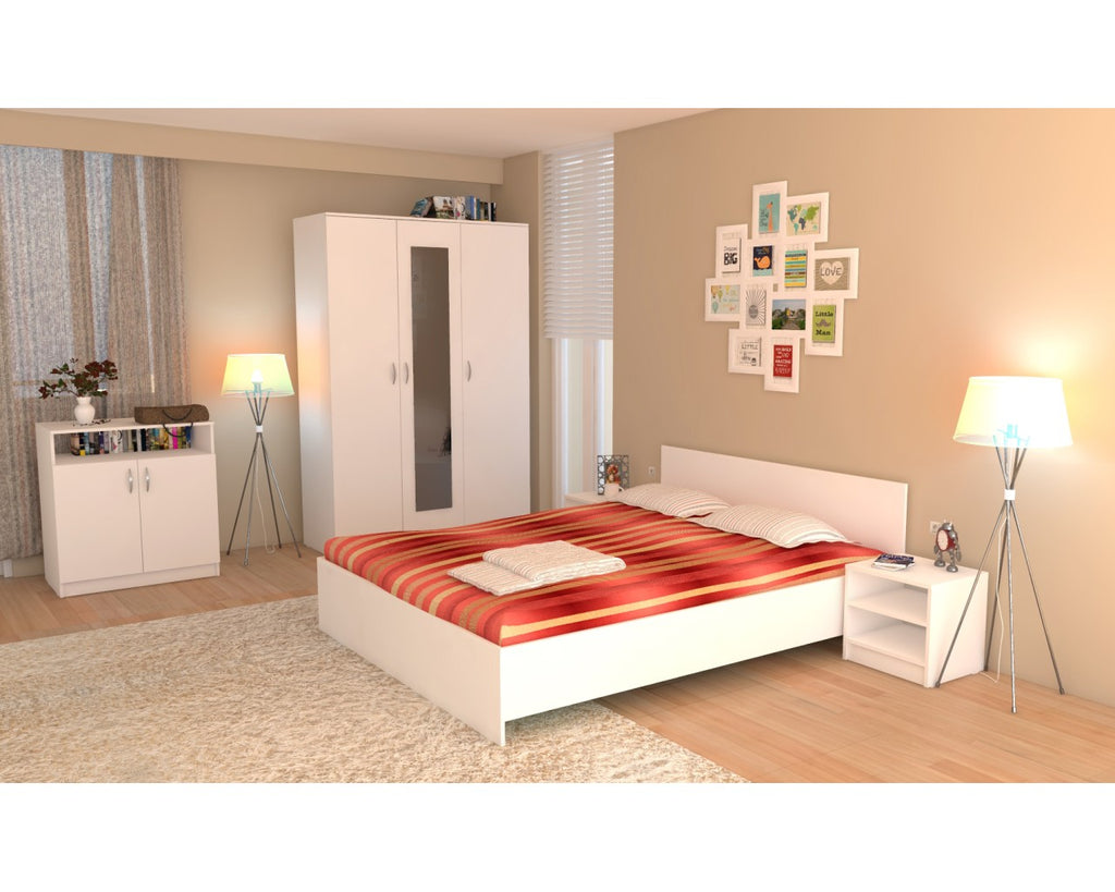 Dormitor Soft Alb cu pat 120x200 cm